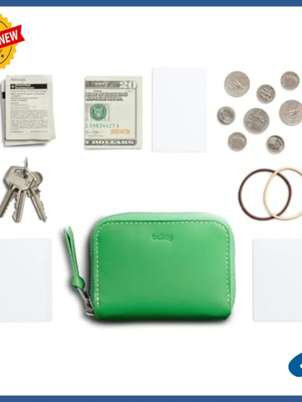 Small Leather Zip Wallet with Card, Coin & Key Storage